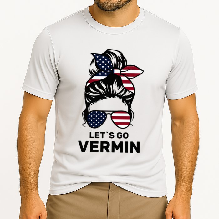 Proud Vermin Funny Anti Trump Quote Messy Bun American Flag Cooling Performance Crew T-Shirt