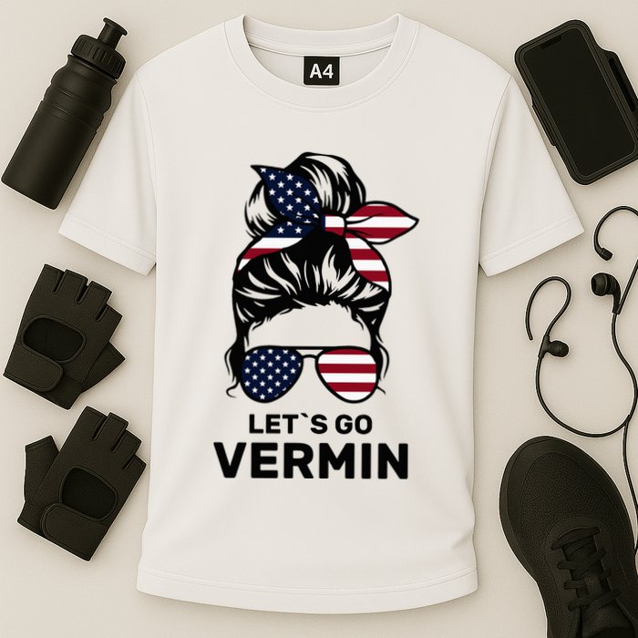 Proud Vermin Funny Anti Trump Quote Messy Bun American Flag Cooling Performance Crew T-Shirt