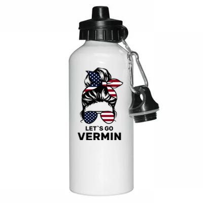 Proud Vermin Funny Anti Trump Quote Messy Bun American Flag Aluminum Water Bottle