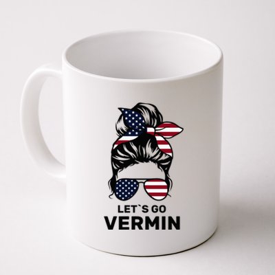 Proud Vermin Funny Anti Trump Quote Messy Bun American Flag Coffee Mug