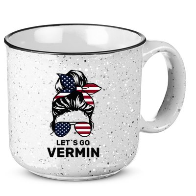 Proud Vermin Funny Anti Trump Quote Messy Bun American Flag 15oz Campfire Ceramic Mug