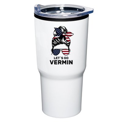 Proud Vermin Funny Anti Trump Quote Messy Bun American Flag Tumbler