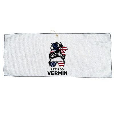 Proud Vermin Funny Anti Trump Quote Messy Bun American Flag Large Microfiber Waffle Golf Towel
