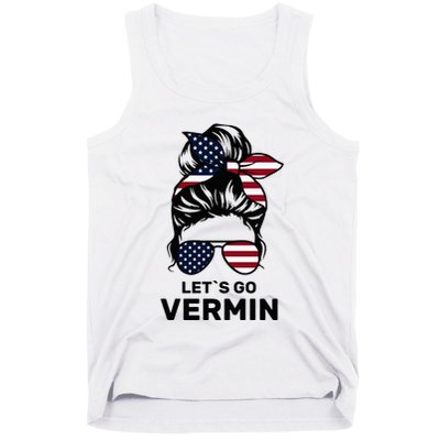 Proud Vermin Funny Anti Trump Quote Messy Bun American Flag Tank Top
