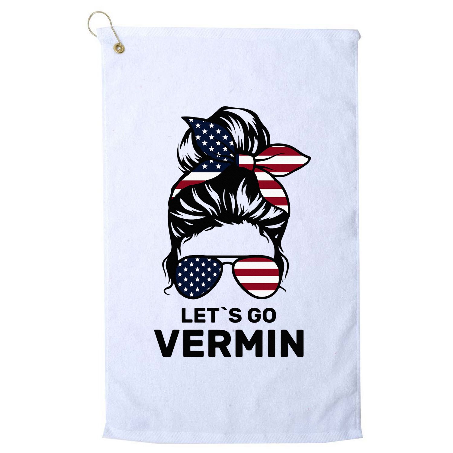 Proud Vermin Funny Anti Trump Quote Messy Bun American Flag Golf Towel