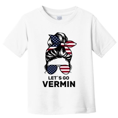 Proud Vermin Funny Anti Trump Quote Messy Bun American Flag Toddler T-Shirt