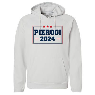 Pierogi Vote For Polish Food In 2024 Performance Fleece Hoodie