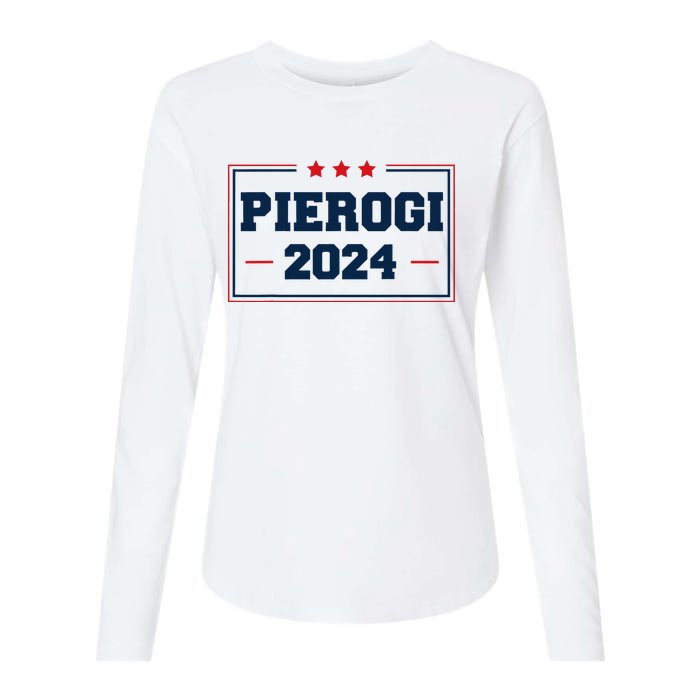 Pierogi Vote For Polish Food In 2024 Womens Cotton Relaxed Long Sleeve T-Shirt