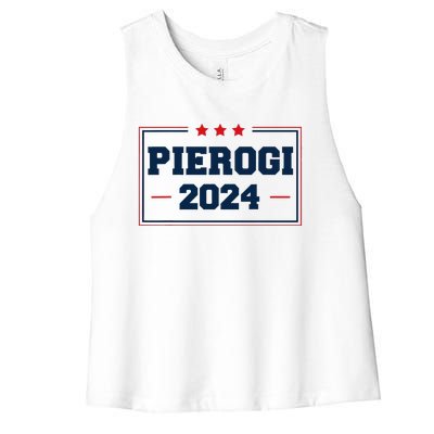 Pierogi Vote For Polish Food In 2024 Women's Racerback Cropped Tank