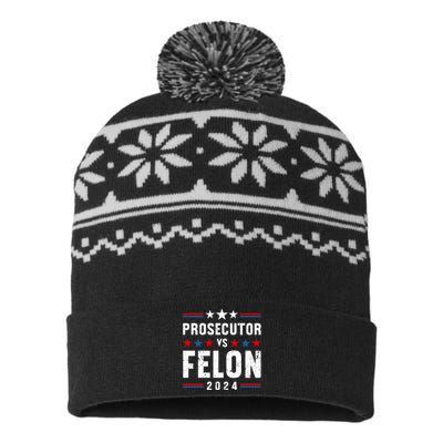 Prosecutor Vs Felon 2024 Funny Voting Election 2024 Usa USA-Made Snowflake Beanie