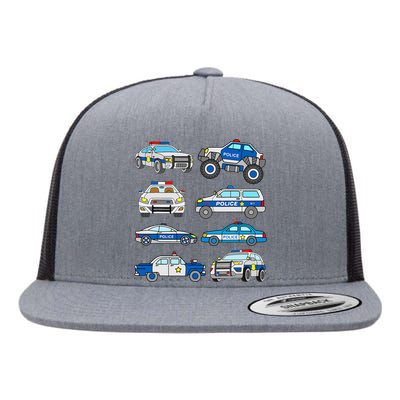 Police Vehicles For S Men Women Cop Cars Flat Bill Trucker Hat