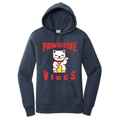 Pawsitive Vibes Funny Cat Japanese Anime Women's Pullover Hoodie