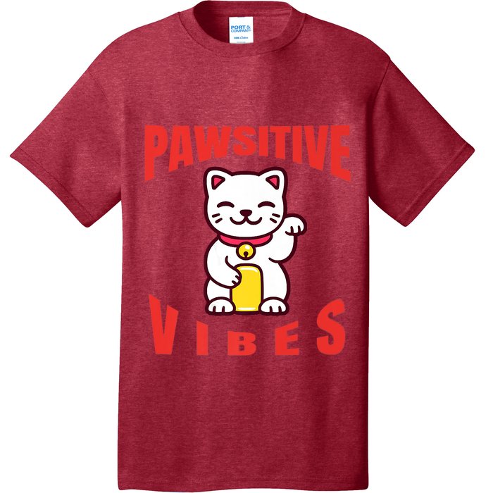 Pawsitive Vibes Funny Cat Japanese Anime T-Shirt