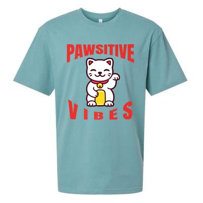 Pawsitive Vibes Funny Cat Japanese Anime Sueded Cloud Jersey T-Shirt