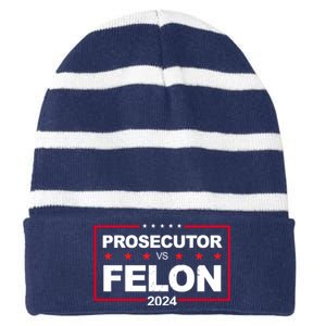 Prosecutor Vs Felon 2024 Election Pro Trump Striped Beanie with Solid Band