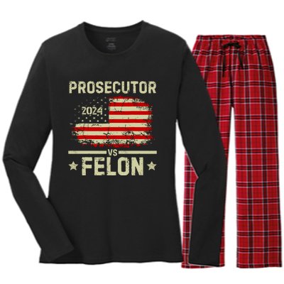 Prosecutor Vs Felon 2024 Women's Long Sleeve Flannel Pajama Set 