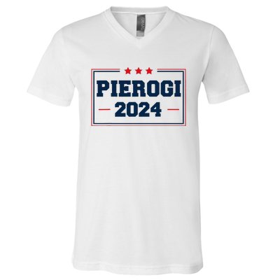 Pierogi Vote For Polish Food In 2024 V-Neck T-Shirt