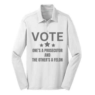 Prosecutor Versus Felon Voter Funny Political Silk Touch Performance Long Sleeve Polo