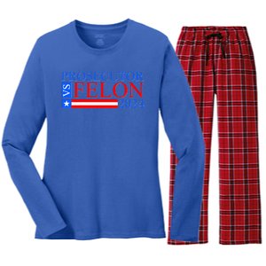 Prosecutor Vs Felon 2024 Kamala Vs Trump 2024 Election Women's Long Sleeve Flannel Pajama Set 