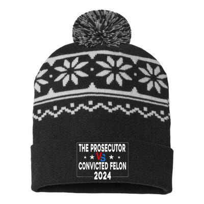 Prosecutor Vs Felon Prosecutor Vs Felon 2024 Funny USA-Made Snowflake Beanie