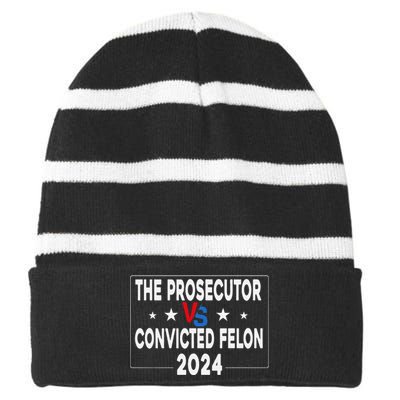 Prosecutor Vs Felon Prosecutor Vs Felon 2024 Funny Striped Beanie with Solid Band