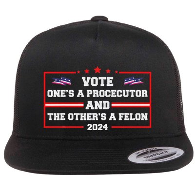 Prosecutor Versus Felon Voter Funny Political Flat Bill Trucker Hat