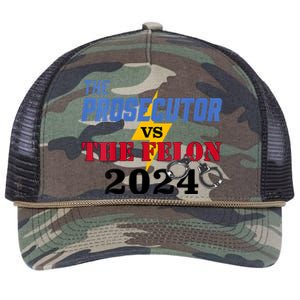 Prosecutor Vs Felon Pro Kamala Harris For President 2024 Retro Rope Trucker Hat Cap