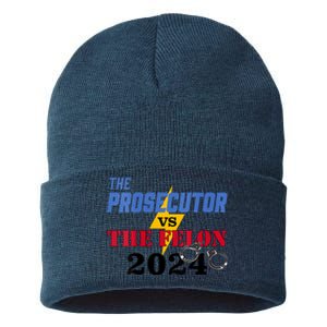 Prosecutor Vs Felon Pro Kamala Harris For President 2024 Sustainable Knit Beanie