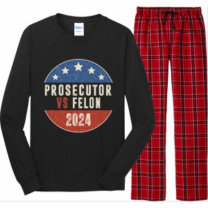 Prosecutor Vs Felon 2024 Retro Political Vote President Long Sleeve Pajama Set