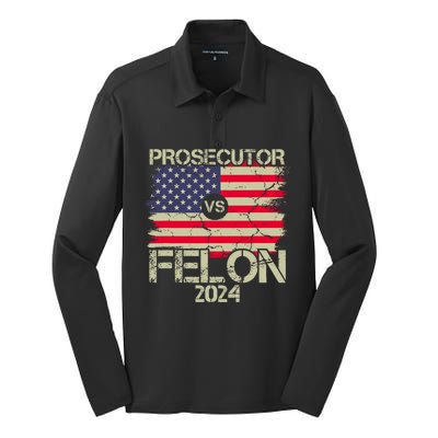 Prosecutor Vs Felon 2024 Usa Flag Silk Touch Performance Long Sleeve Polo