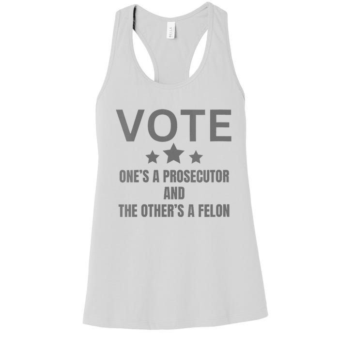 Prosecutor Versus Felon Voter Funny Political Women's Racerback Tank