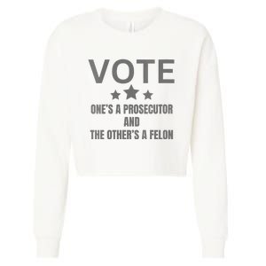 Prosecutor Versus Felon Voter Funny Political Cropped Pullover Crew