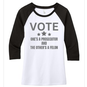 Prosecutor Versus Felon Voter Funny Political Women's Tri-Blend 3/4-Sleeve Raglan Shirt