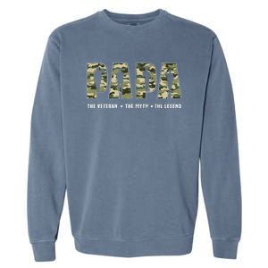 Papa Veteran Gift Fathers Day For Veteran Dads Gift Garment-Dyed Sweatshirt