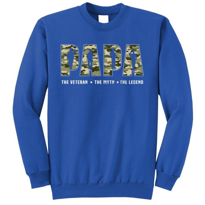 Papa Veteran Gift Fathers Day For Veteran Dads Gift Sweatshirt