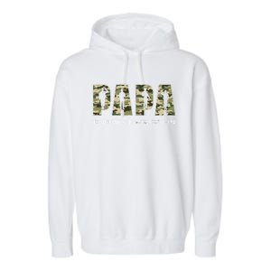 Papa Veteran Gift Fathers Day For Veteran Dads Gift Garment-Dyed Fleece Hoodie