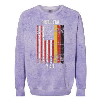 Patriotic Vintage German American Flag Guten Tag YAll Colorblast Crewneck Sweatshirt