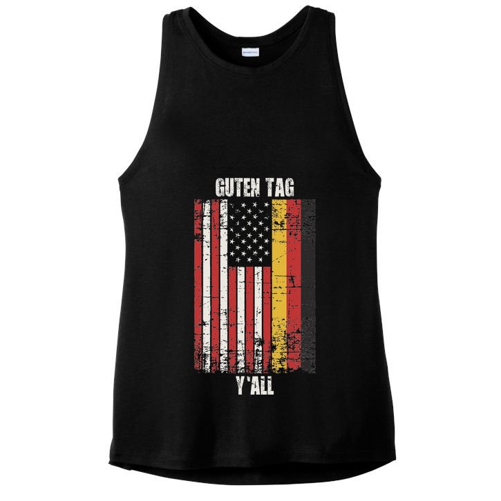 Patriotic Vintage German American Flag Guten Tag YAll Ladies PosiCharge Tri-Blend Wicking Tank