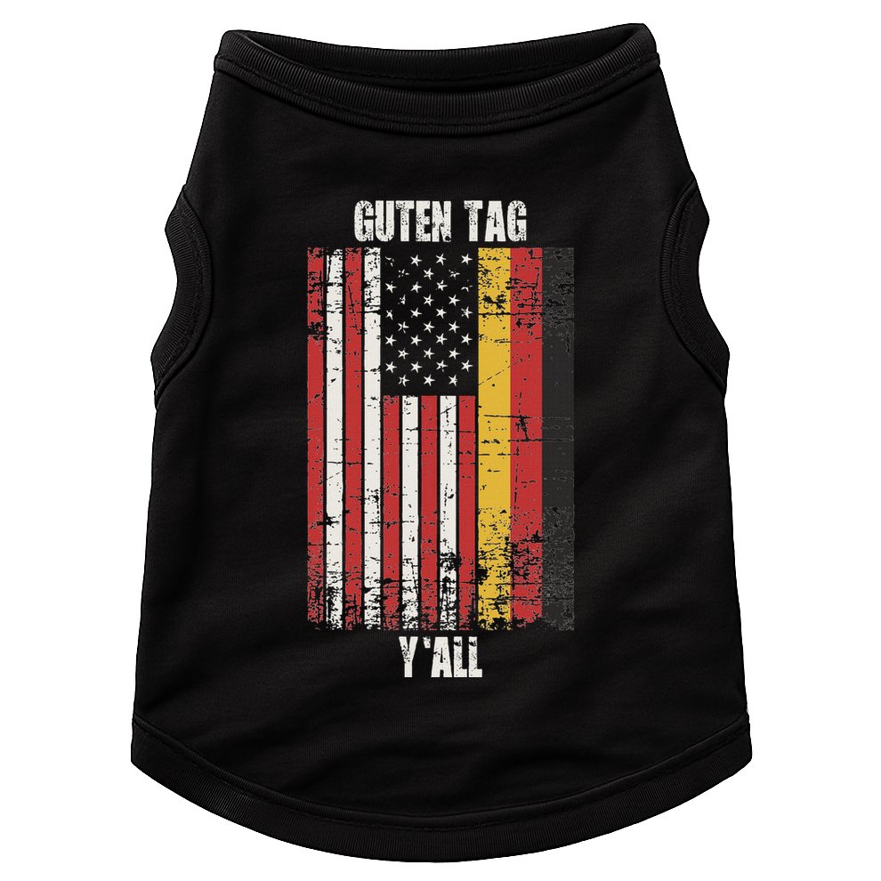 Patriotic Vintage German American Flag Guten Tag YAll Doggie Tank