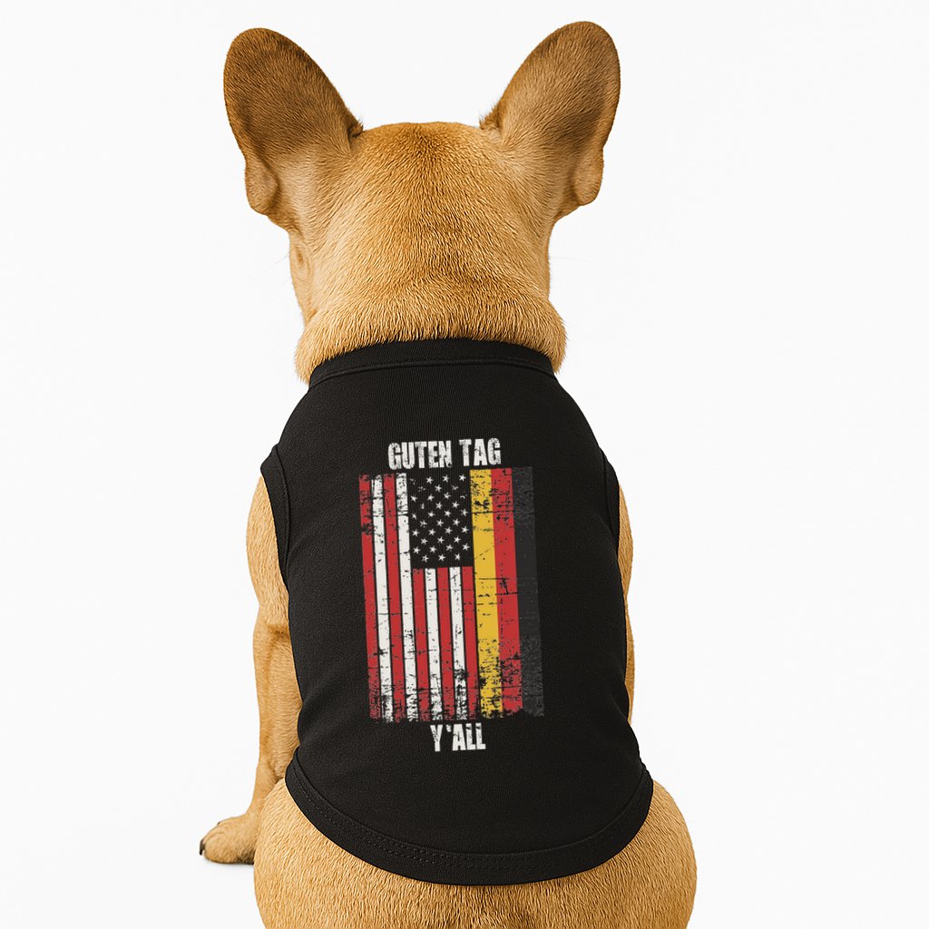 Patriotic Vintage German American Flag Guten Tag YAll Doggie Tank