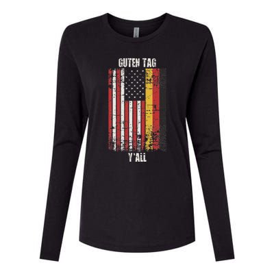 Patriotic Vintage German American Flag Guten Tag YAll Womens Cotton Relaxed Long Sleeve T-Shirt