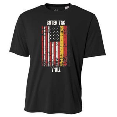 Patriotic Vintage German American Flag Guten Tag YAll Cooling Performance Crew T-Shirt