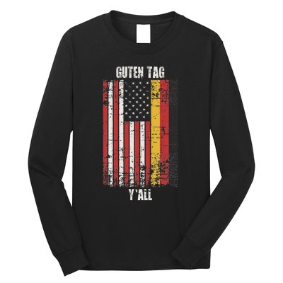 Patriotic Vintage German American Flag Guten Tag YAll Long Sleeve Shirt