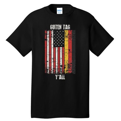 Patriotic Vintage German American Flag Guten Tag YAll Tall T-Shirt