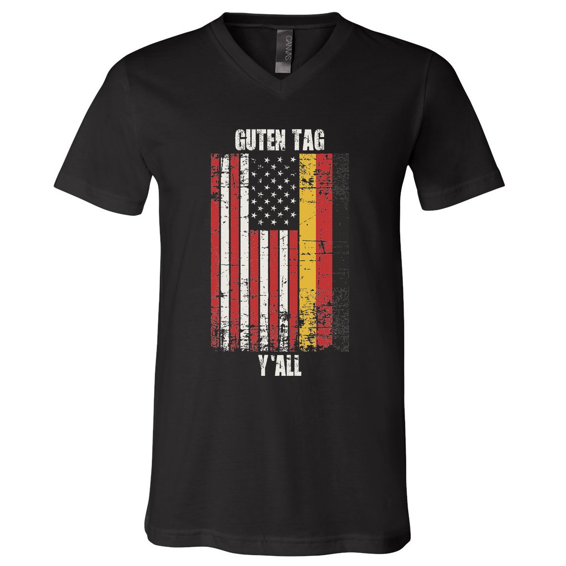 Patriotic Vintage German American Flag Guten Tag YAll V-Neck T-Shirt