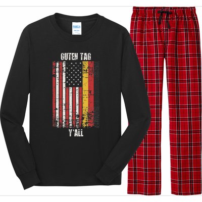 Patriotic Vintage German American Flag Guten Tag YAll Long Sleeve Pajama Set