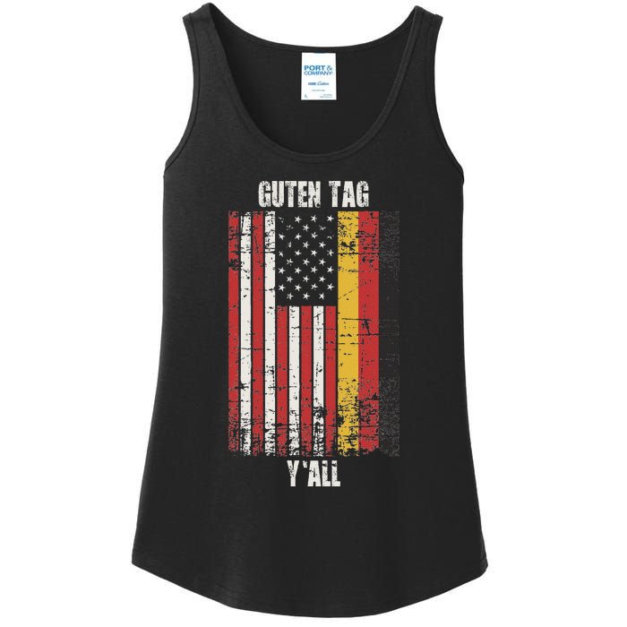 Patriotic Vintage German American Flag Guten Tag YAll Ladies Essential Tank