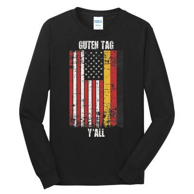 Patriotic Vintage German American Flag Guten Tag YAll Tall Long Sleeve T-Shirt