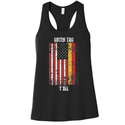 Patriotic Vintage German American Flag Guten Tag YAll Women's Racerback Tank