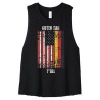 Patriotic Vintage German American Flag Guten Tag YAll Women's Racerback Cropped Tank